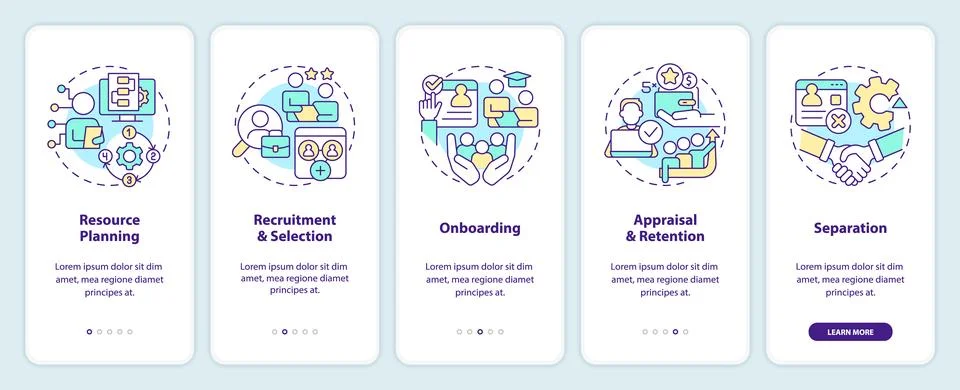 IT staffing process onboarding mobile app screen Stock Illustration