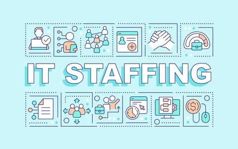 IT staffing word concepts mint blue banner Illustrazione stock