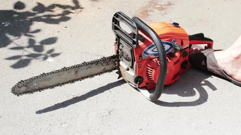 It Starts Chainsaw Stock Footage 61345350