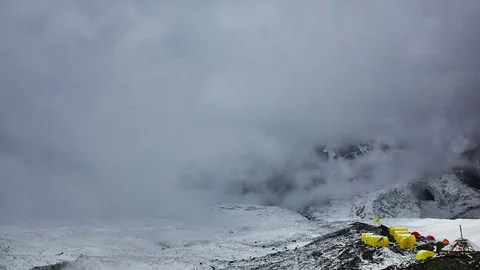 It starts the storm in the mountaineering base camp. Timelapse Stock Footage 70894160
