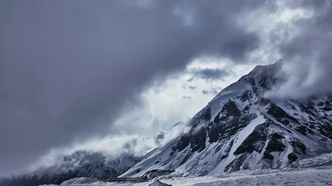 It starts the storm in the mountaineering base camp. Timelapse Stock Footage 70894988