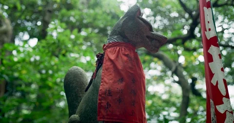 It is a statue of fox filmed by 8k footage in Kamakura _62 Stock Footage 101236162