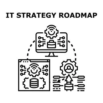 It strategy roadmap planning digital business solutions concepts Stock Illustration