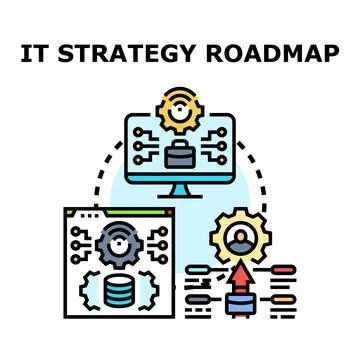 It strategy roadmap planning digital business solutions concepts Stock Illustration
