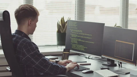IT Student Writing Program Code on Computer Stock Footage 219309927