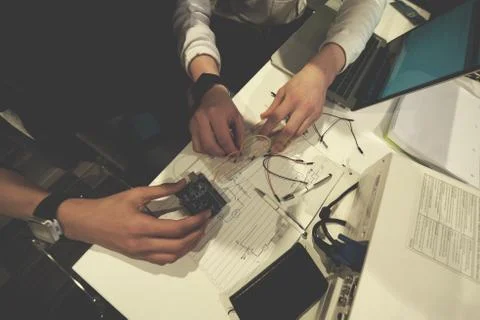 It students in computer science classroom 스톡 사진