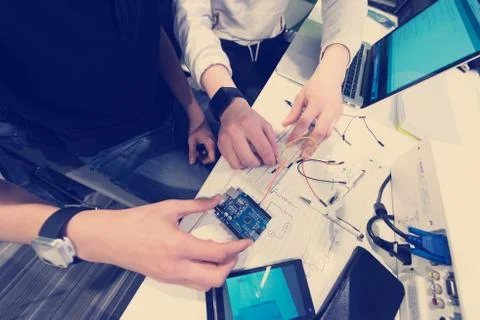 It students in computer science classroom Foto stock