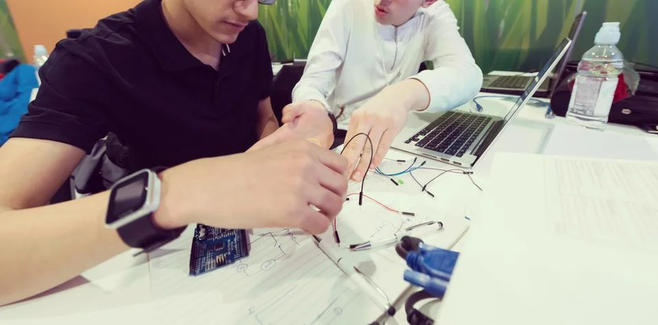 It students in computer science classroom Foto stock