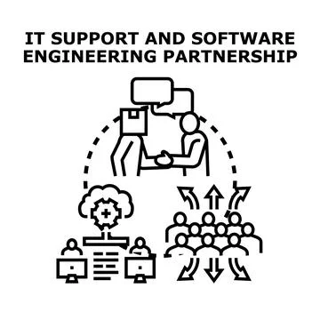 It support and software engineering collaboration concept Stockillustratie