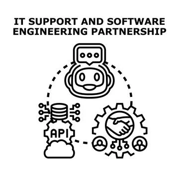 It support and software engineering partnership concept Illustrazione stock