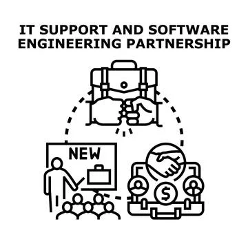 It support and software engineering partnership concept Stock Illustration