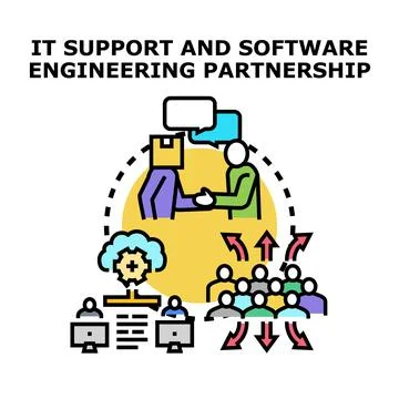 It support and software engineering collaboration concept Stock Illustration