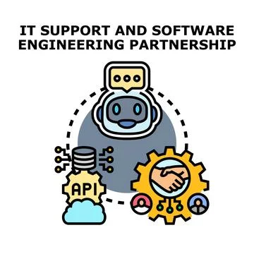 It support and software engineering partnership concept 库存插图