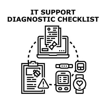 It support diagnostic checklist for digital devices Stock Illustration
