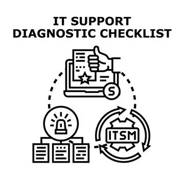It support diagnostic checklist for service management process Stock Illustration