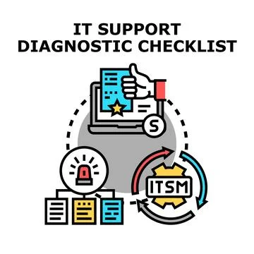 It support diagnostic checklist for service management process Stock Illustration
