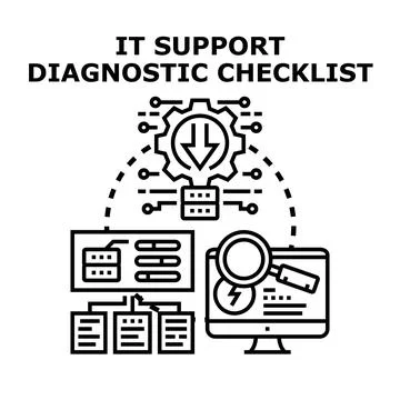 It support diagnostic checklist for system analysis Stock Illustration