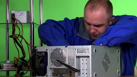 IT support engineer guy changes desktop computer RAM memory. Stock Footage 76757489