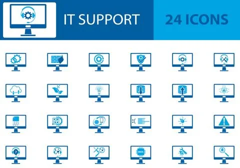 IT Support Icons, IT Icons, Icons Collection, Icons Set Stock Illustration