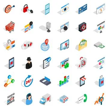 It support icons set, isometric style Stock Illustration