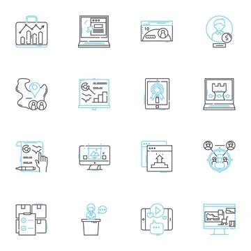 IT support linear icons set. Technical, Nerk, Cybersecurity, Troubleshooting イラスト素材