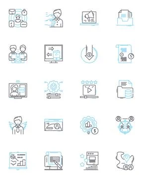 IT support linear icons set. Technical, Nerk, Cybersecurity, Troubleshooting イラスト素材