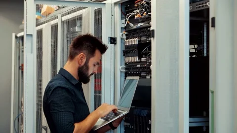 It Support In Server Room.Data Center Tech Support Data Storage.Lan Network Vídeo Stock 150390332