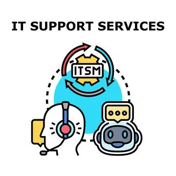 It support services managing human and artificial intelligence assistance Stock Illustration