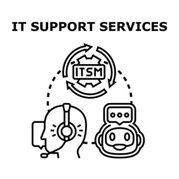It support services managing human and artificial intelligence assistance Stock Illustration