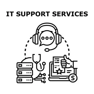 It support services providing technical assistance and helpdesk Illustrazione stock