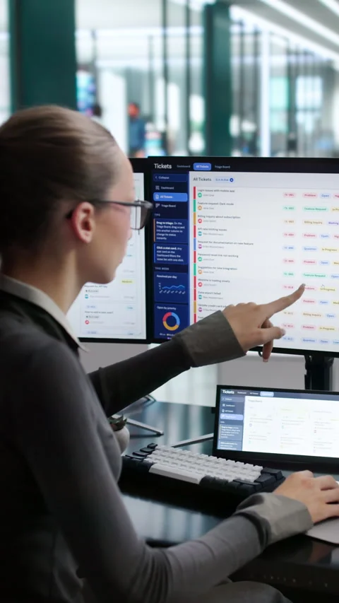 IT Support Specialist Calmly Managing Customer Service Tickets Stock Footage 343889844