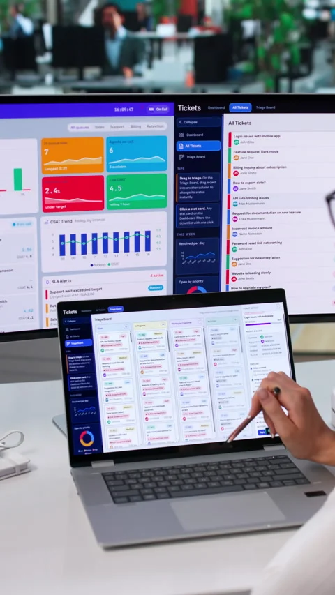 IT Support Specialist Efficiently Managing Help Desk Tickets Stock Footage 345332049