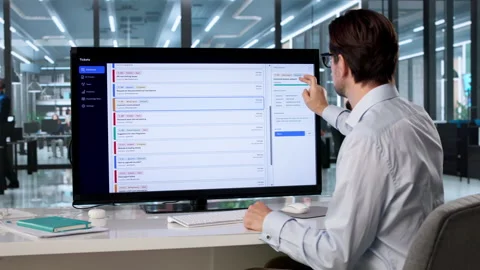 IT Support Specialist Managing Help Desk Tickets Stock Footage 335458045