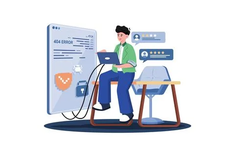 IT support team uses feedback to optimize troubleshooting processes. Stock Illustration