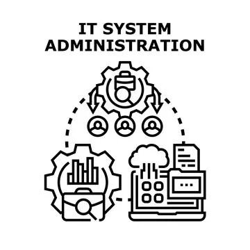 It system administration managing network and data Stockillustratie