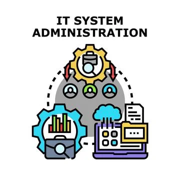 It system administration managing network and data Illustrazione stock