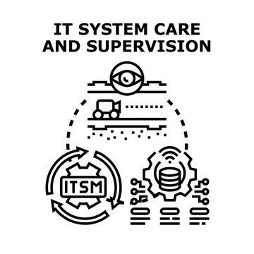 It system care and supervision concept illustration Illustrazione stock