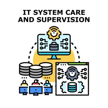 It system care supervision and data management Stockillustratie