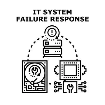 It system failure response and recovery concept 库存插图