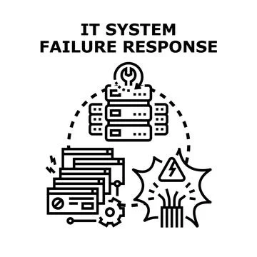 It system failure response and restoration concept Illustrazione stock