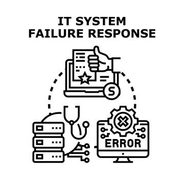 It system failure response and recovery process Stockillustratie