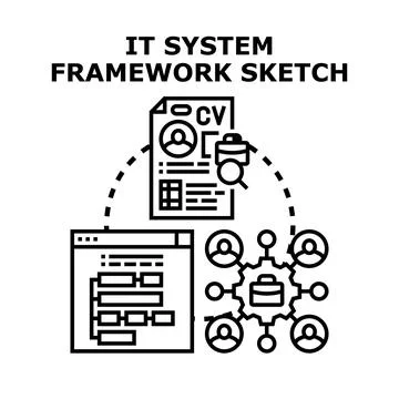 It system framework concept developing human resources Illustrazione stock