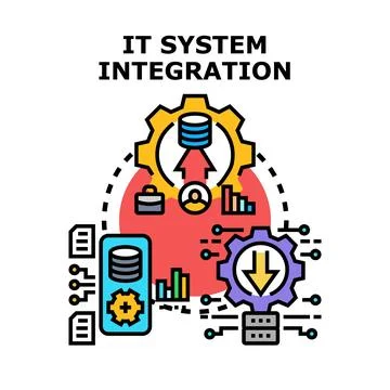 It system integration developing connecting digital technologies イラスト素材