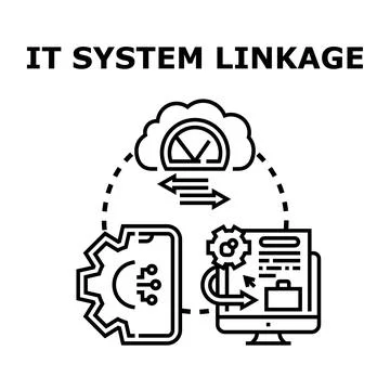 It system linkage connecting cloud mobile desktop Stock Illustration