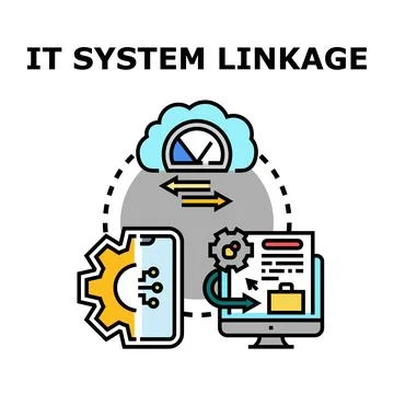 It system linkage connecting cloud mobile desktop Stock Illustration