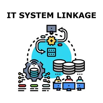 It system linkage connecting data and users 库存插图