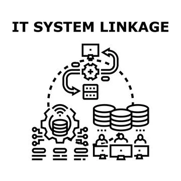It system linkage connecting data and users Stock Illustration