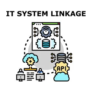 It system linkage networking creating digital infrastructure connectivity Illustration