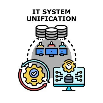 It system unification for business network integration concept Stock Illustration