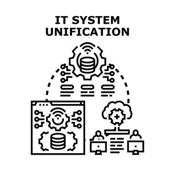 It system unification concept integrating data and software 스톡 일러스트